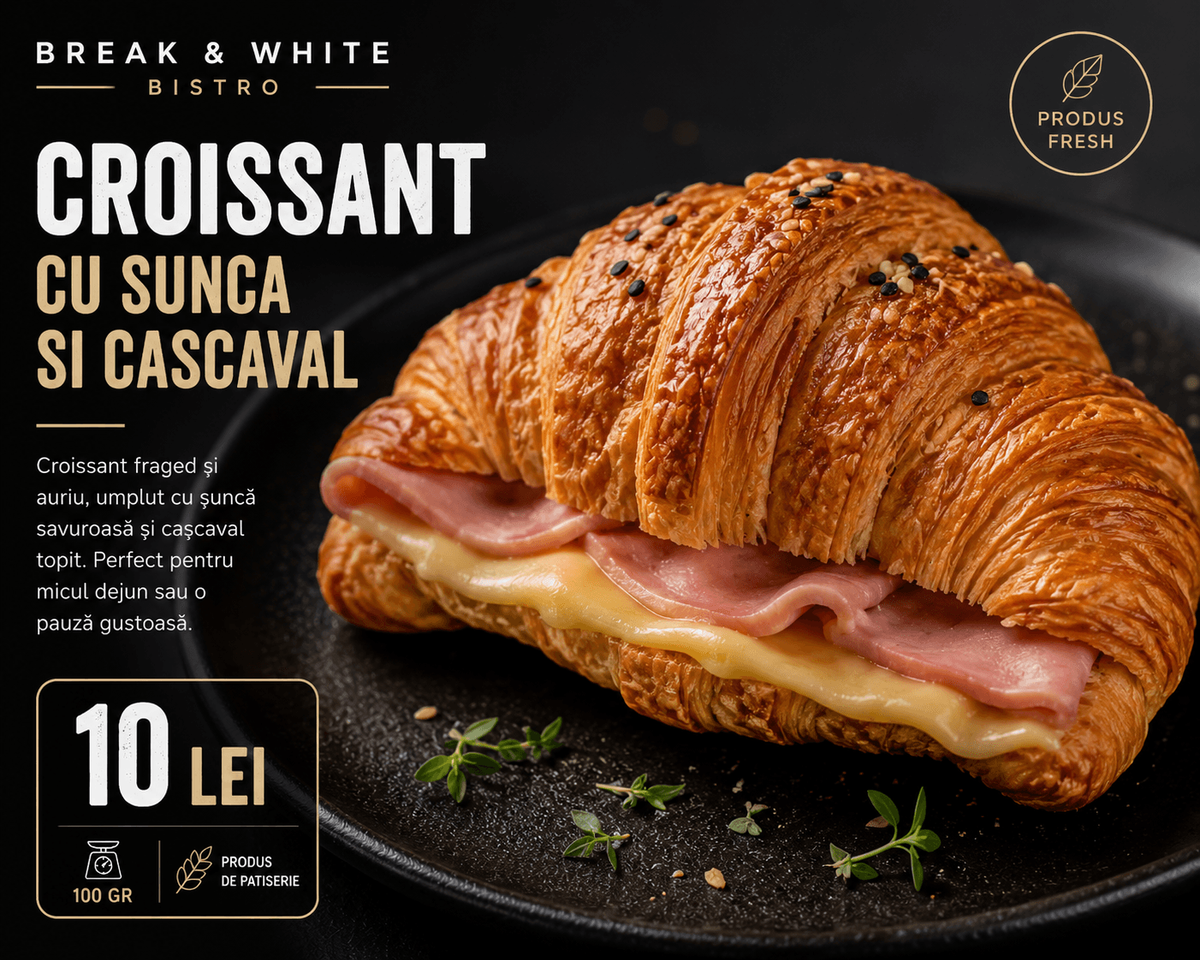 Croissant cu Șuncă și Cașcaval